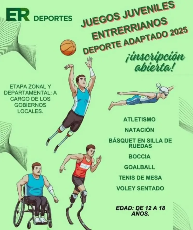 Se inscribe para los Juegos Deportivos Entrerrianos Juveniles: Deporte adaptado
