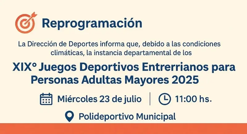 Reprograman la etapa departamental de los Juegos Entrerrianos para Adultos Mayores 