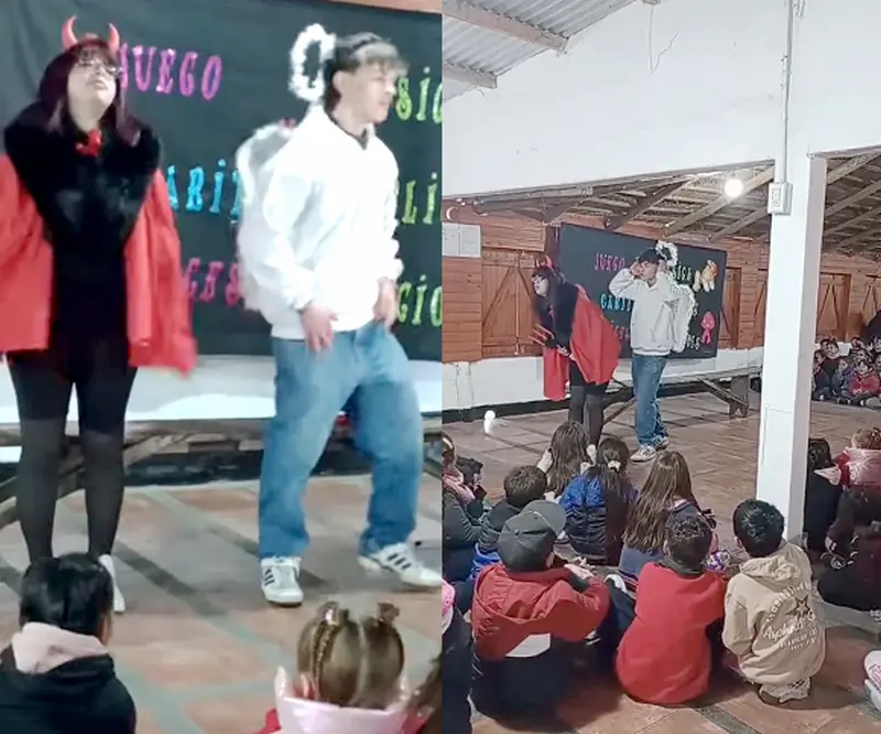 Sana locura present, para alumnos de la Escuela 115, la obra: Ser bueno o ser malo?