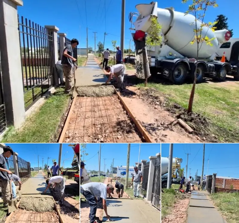 Construccin de veredas en boulevard Paysand