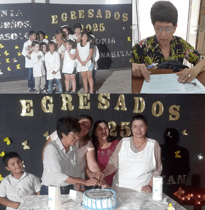 Colaci�n y homenaje a la cocinera Ramona Almeida en escuela N�6 de Lucas Norte