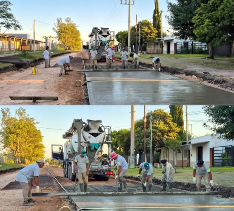 Hormigonado de calle Belgrano entre Savio y Gardel