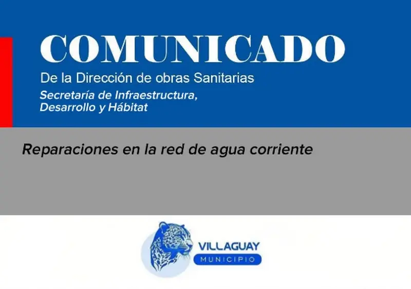 Cortes por reparaciones en la red de agua corriente