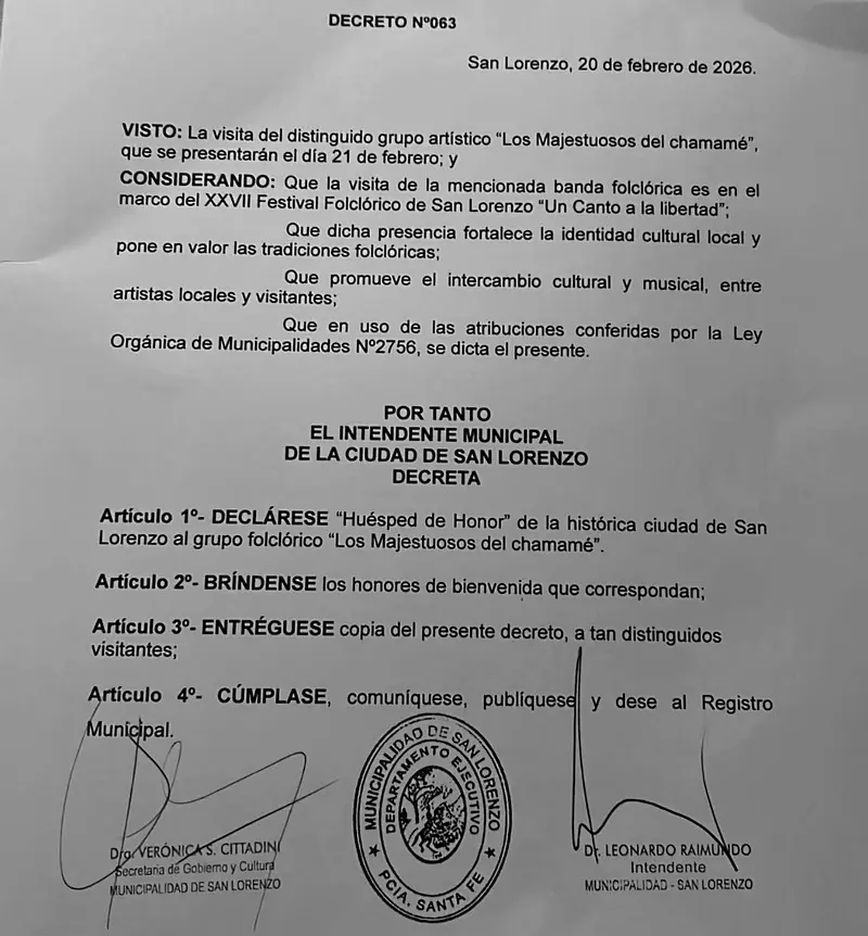 Los Majestuosos fueron declarados Hu�spedes de Honor por la Municipalidad de San Lorenzo