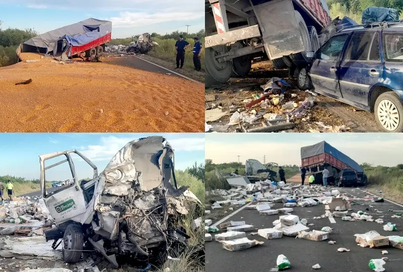 Un muerto en triple choque entre dos camiones y un auto en ruta 6