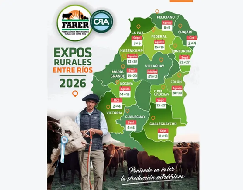 FARER PRESENT� EL CALENDARIO 2026 DE EXPOSICIONES RURALES EN ENTRE R�OS