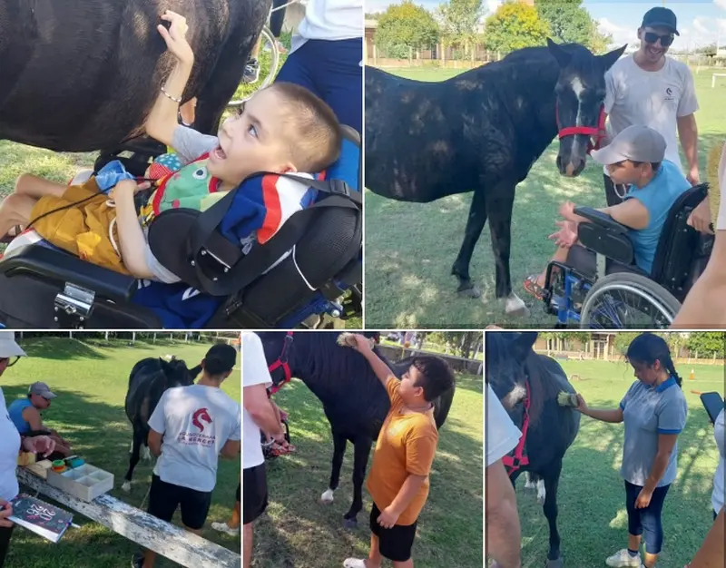 Chicos de Villa Dom�nguez iniciaron las clases en la Escuela de Equinoterapia La Merced
