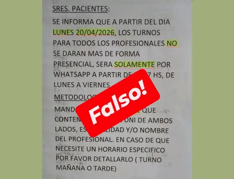 Circula un flyer con informaci�n falsa sobre turnos del hospital Santa rosa