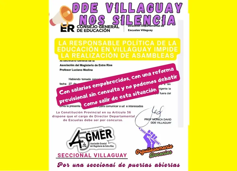 AGMER denuncia y repudia a las  autoridades educativas que no permiten asambleas
