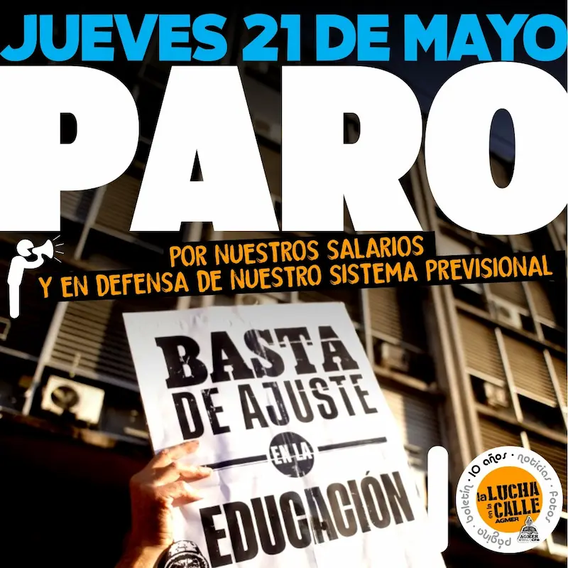 Este jueves 21 AGMER PARA