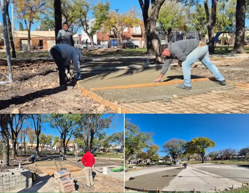 Avanzados trabajos de puesta en valor de la plaza Eva Per�n