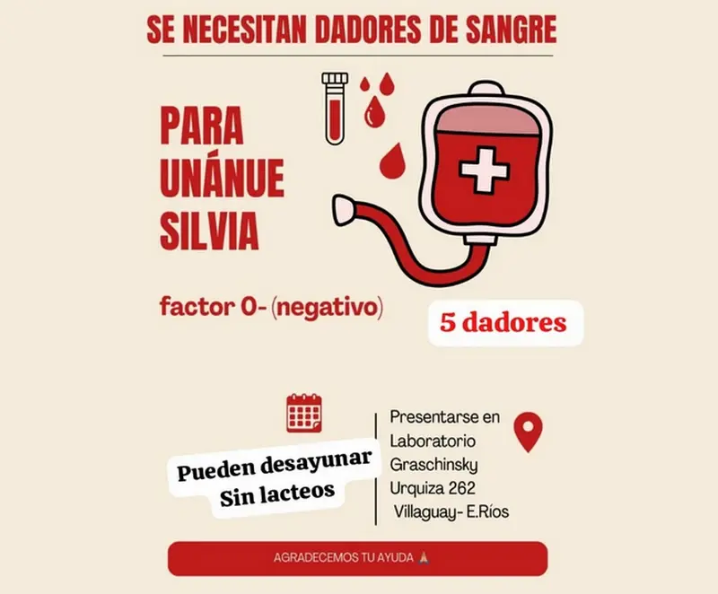 Urgente se necesitan dadores de sangre 0 (RH-)