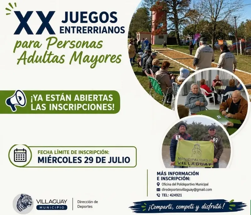 Est�n abiertas las inscripciones para la XX edici�n de los Juegos Entrerrianos para Personas Adultas Mayores