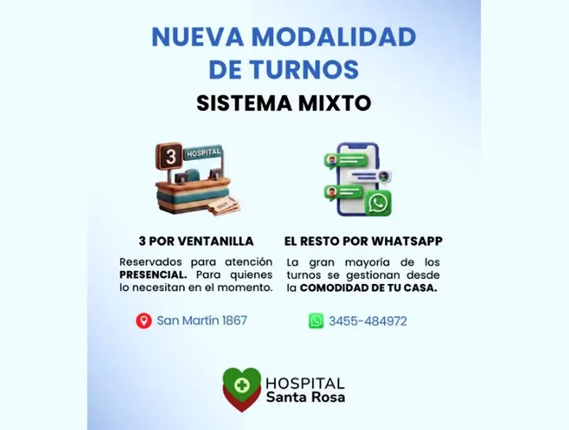 Hospital Santa Rosa Villaguay dio a conocer nueva modalidad de turnos 