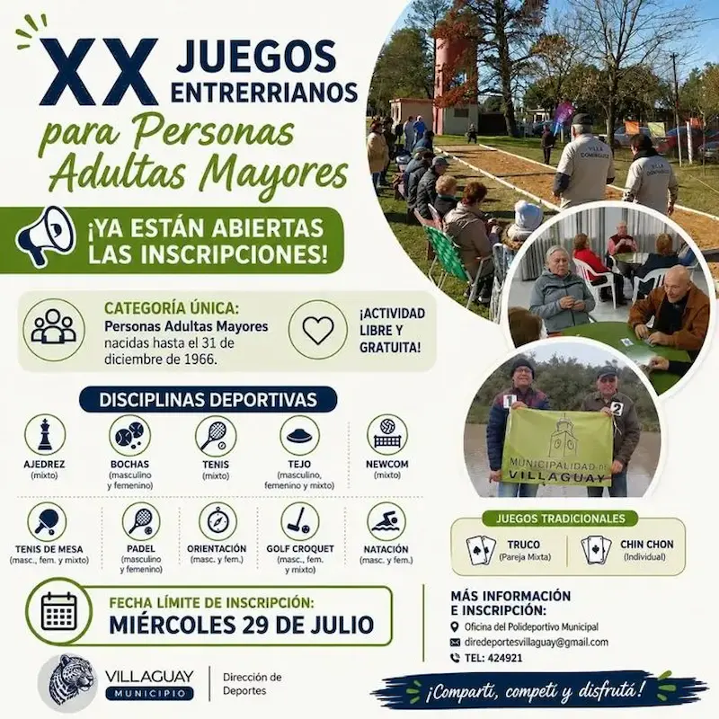 Ya est�n abiertas las inscripciones para Los Juegos Entrerrianos para Personas Adultas Mayores