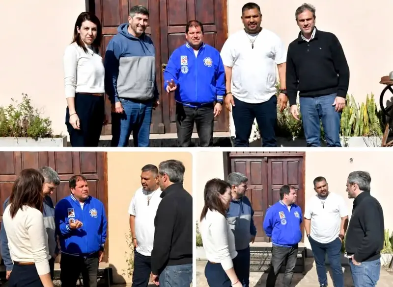 Adri�n Federico Fuertes, Guillermo Michel, Marianela Marclay y Mauro D�az Ch�vez, se reunieron con referentes de los trabajadores Carlos Molinares, del Sindicato de la Carne, y Piry �valos, de Camioneros.