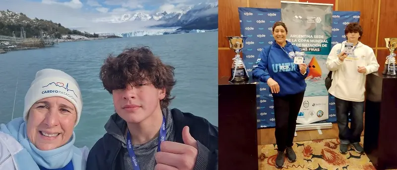 Pedro Issler uno de los tres r�cords mundiales de argentinos en aguas g�lidas frente al Glaciar Perito Moreno
