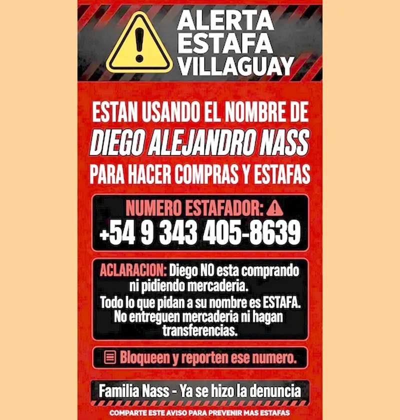 URGENTE - ESTAFA EN VILLAGUAY