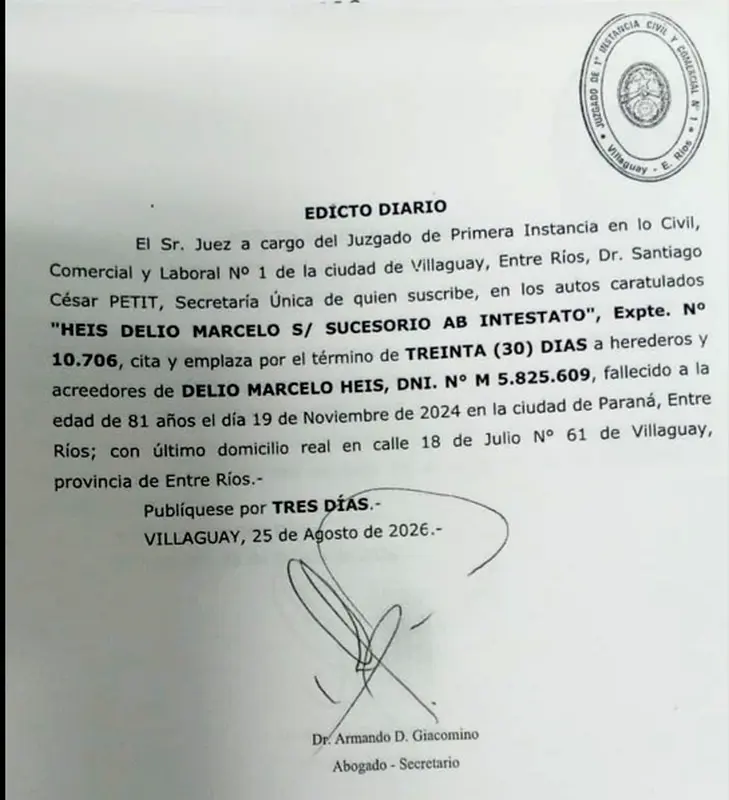 EDICTO DIARIO