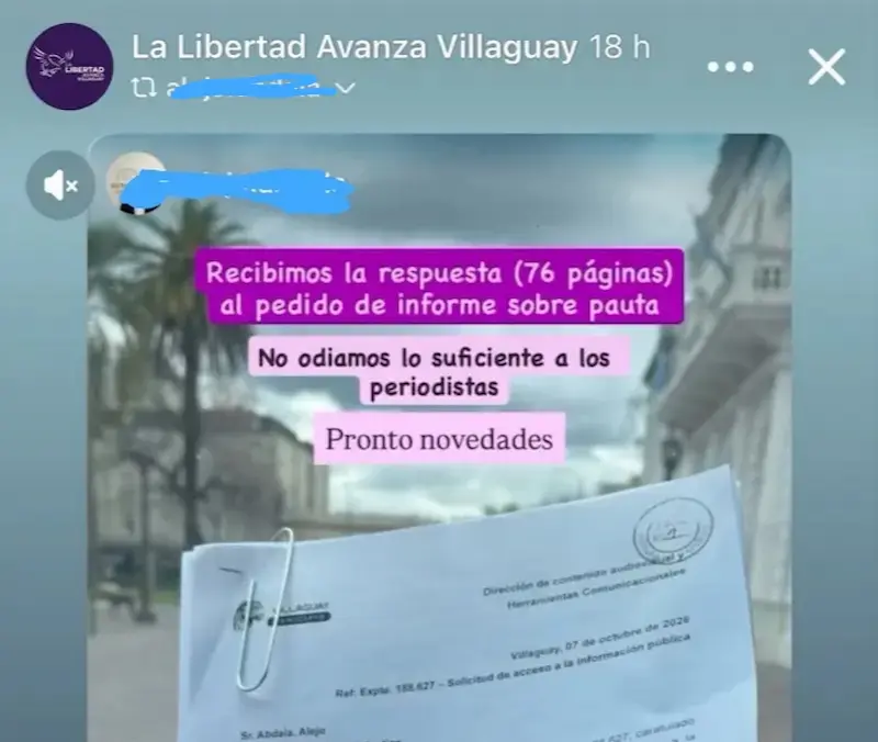 MUNICIPALIDAD DE VILLAGUAY REPUDIA LA CONVOCATORIA AL ODIO DEL PERFIL LA LIBERTAD AVANZA VILLAGUAY HACIA LOS TRABAJADORES DE PRENSA Y MEDIOS DE COMUNICACI�N DE LA CIUDAD