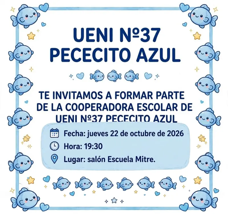 UENI N�37 pececito azul invita a formar parte de la cooperadora escolar