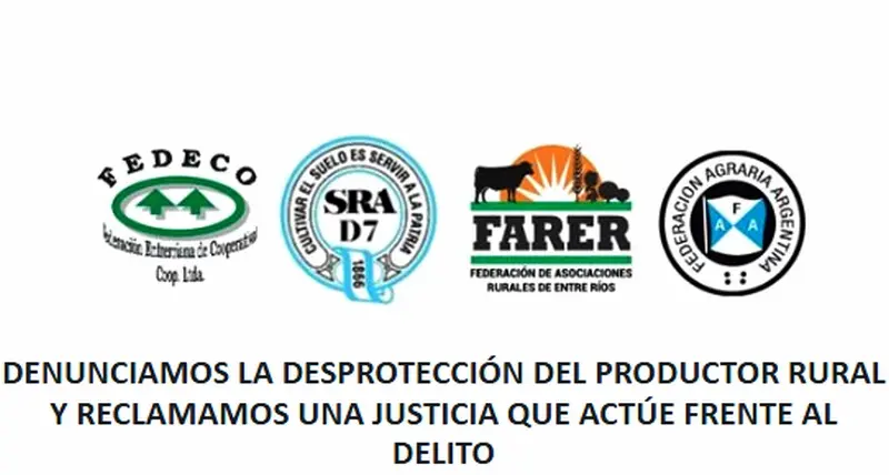 Mesa de enlace Entre R�os denuncia desprotecci�n del productor rural y reclama una justicia que actu� frente el delito
