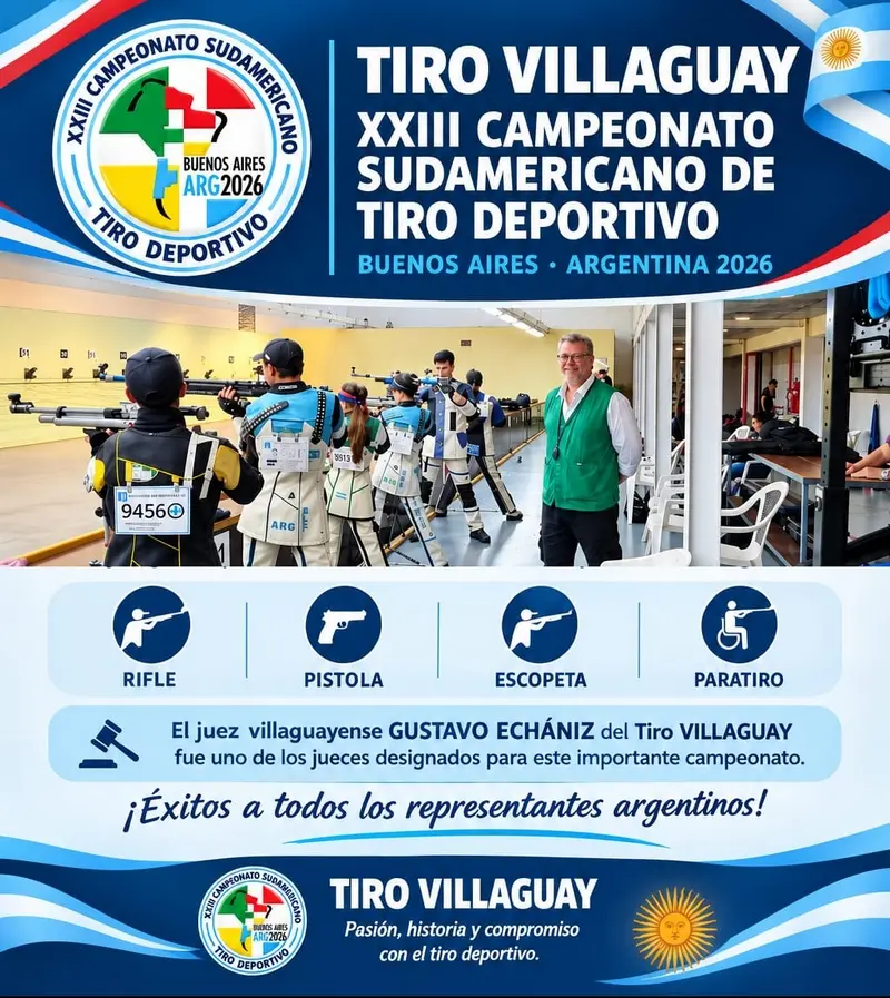 El juez villaguayense Gustavo Ech�niz designado para el Campeonato Sudamericano de Tiro Deportivo