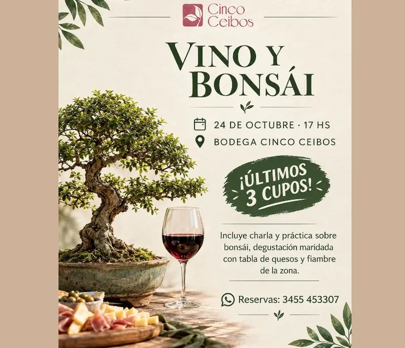 Arte en miniatura, sabor en grande. Una experiencia de vino y bonsai. Quedan tres cupos