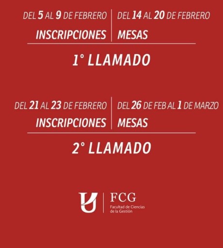 FCG -UADER modifica las fechas de las mesas de exmenes turno Febrero - Marzo 