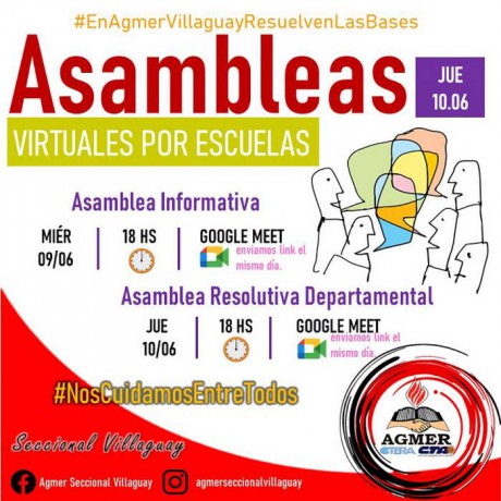 Agmer Seccional Villaguay organiza asambleas virtuales