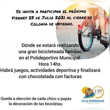 Bicicleteada en el cierre de la colonia de invierno en Domnguez