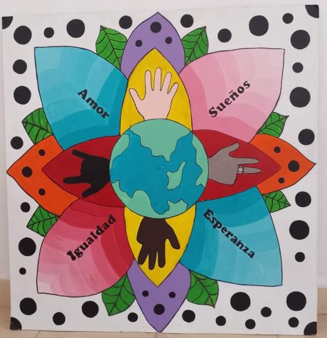 Estudiantes de 1 ao B de la Escuela Rene Favaloro ganaron el concurso mural de la escuela Elsa Ovando