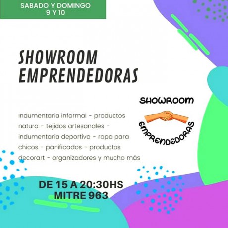 SABADO Y DOMINGO 9 Y 10-SHOWROOM EMPRENDEDORAS EN VILLAGUAY
