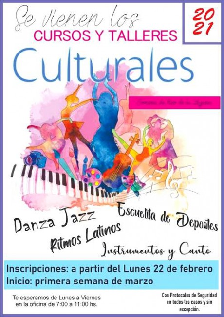 Vuelven los Talleres Culturales en la Comuna Paso de la Laguna CON PROTOCOLOS DE SEGURIDAD EN TODOS LOS CASOS Y SIN EXCEPCIN