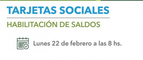 El lunes se acreditarn las tarjetas sociales