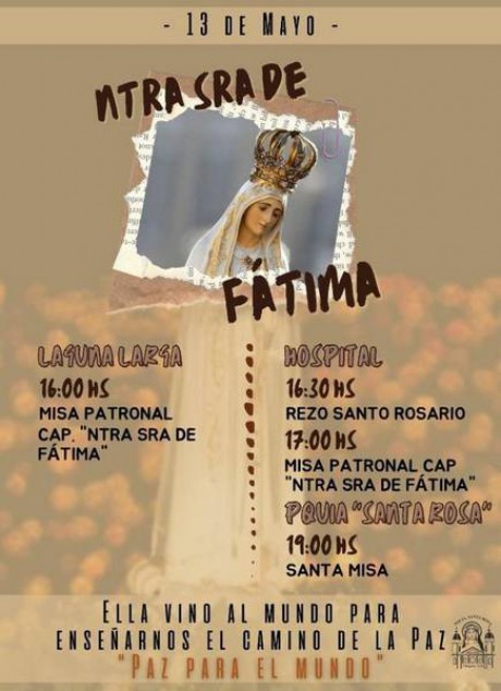 Celebraciones en ciudad y zona rural por el da de Nuestra Seora de Ftima